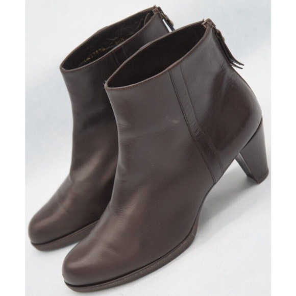 Stuart Weitzman Women’s 8.5 M Brown Leather Back Zip Ankle Boots - Picture 1 of 11